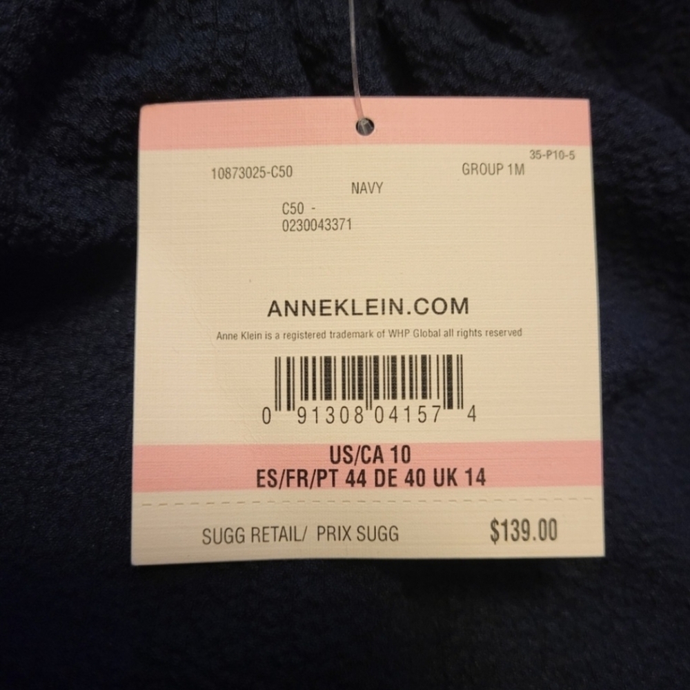 Anne Klein Navy Crinkle Mock Neck Tiered Maxi Dress Size 10 - Picture 8 of 8